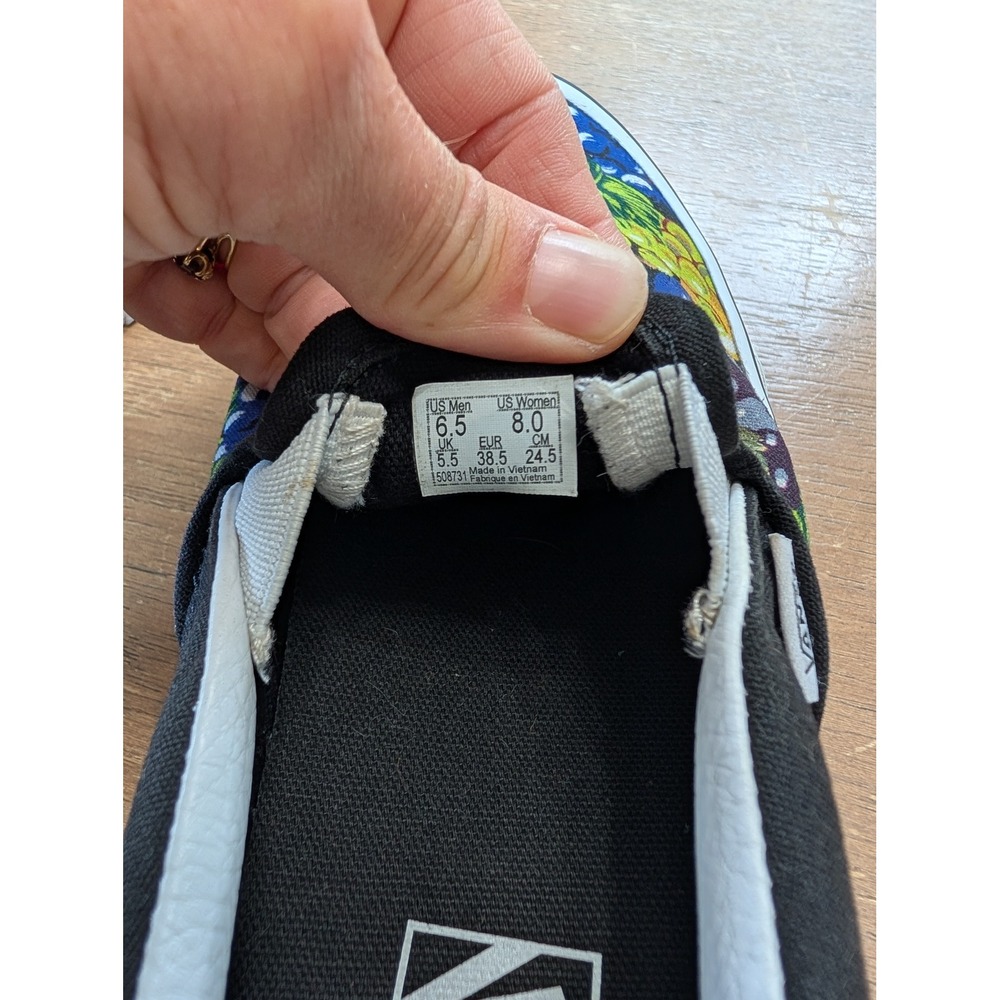 Vans Classic Slip-On Skull Fruit Still Life Black Sneakers Womens 8 M 6.5 edgy - Picture 6 of 8